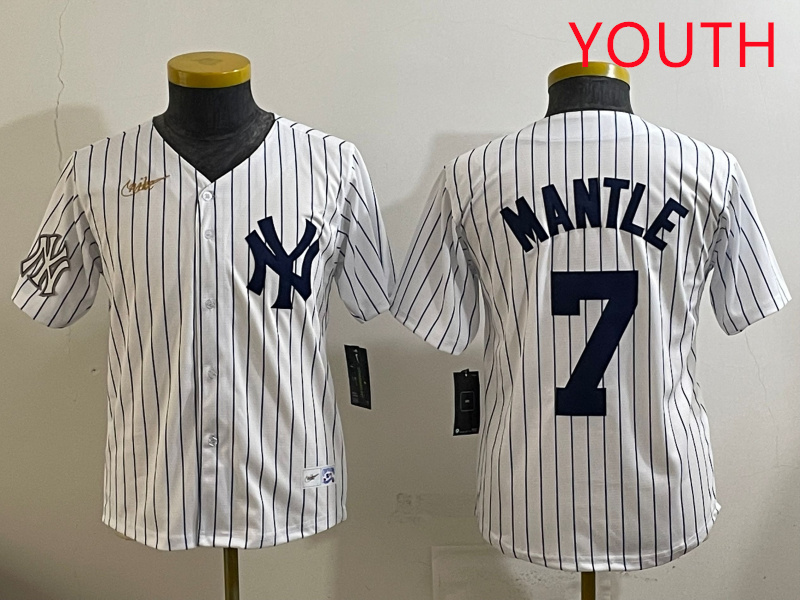 Youth New York Yankees #7 Mantle White 2025 Nike MLB jersey style 4